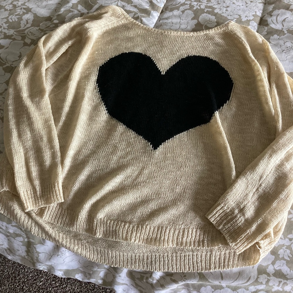 Light white heart sweater (small/medium) brand debut